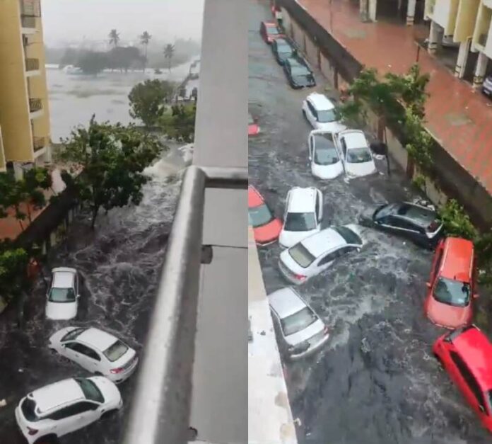 Luxury cars swept away in Chennai 
