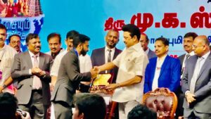 Chief Minister M.K. Stalin awards South Korean Professor Dr. Arokiyaraj