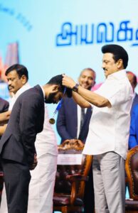 Chief Minister M.K. Stalin awards South Korean Professor Dr. Arokiyaraj