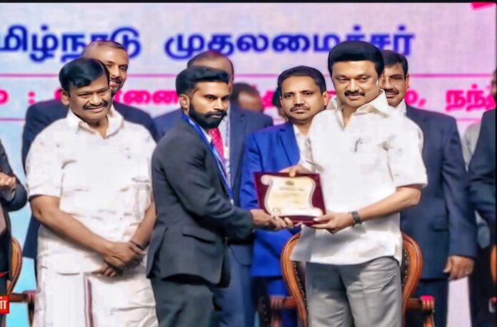 Chief Minister M.K. Stalin awards South Korean Professor Dr. Arokiyaraj